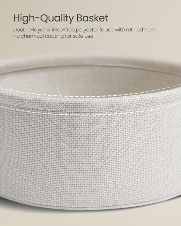 VASAGLE End Table, Small Bedside Table with Fabric Basket, Modern Nightstand, Round Side Table, for Living Room, Bedroom, Cream White ULET223K67 - Image 7