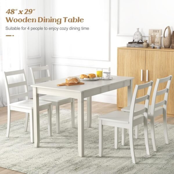 Giantex Dining Table for 4 People, 48” x 29” Kitchen Table with Wood Legs, Rectangular Dinner Table for Small Space, Apartment, Living Room, Dinette Table, Load 330 Lbs, Dining Room Table (White) - Image 8