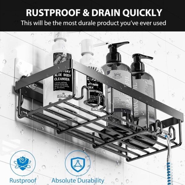 Moforoco Adhesive Shower Caddy Organizer Shelves Rack - 5 Pack Corner Bathroom Storage Organization, Home & Kitchen Decor Inside RV Accessories, Hanging First Apartment Household Camper Essentials - Image 3