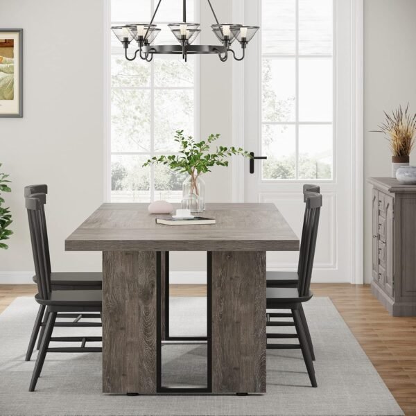 Tribesigns 71" Large Dining Table for 6 to 8 People, Rustic Farmhouse Style Dinner Table, Rectangular Dining Table for Kitchen, Dining Room & Living Room - Image 4
