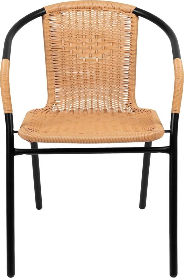 Flash Furniture Lila 4 Pack Beige Rattan Indoor-Outdoor Restaurant Stack Chair | Versatile and Stylish Seating - Image 10