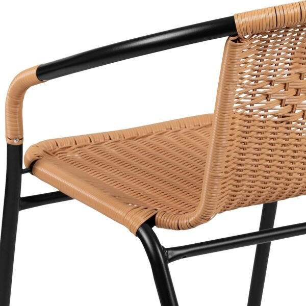 Flash Furniture Lila 4 Pack Beige Rattan Indoor-Outdoor Restaurant Stack Chair | Versatile and Stylish Seating - Image 12