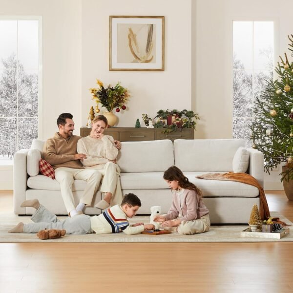 CHITA Oversized Modular Sectional Sofa, FSC Certified L Shaped Sectional Couches for Living Room, 112 inch Width,4 Seat Modular Sofa with Storage Ottoman, Linen - Image 3