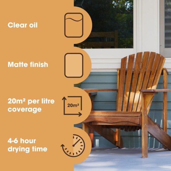 Furniture Clinic Teak Oil | Wood Oil Protects & Cleans Outdoor & Indoor Furniture, Boats, Shower Benches | Restore & Protect Wood, Prevent Drying & Other Damage | Natural Matte Finish | 17oz/500ml - Image 6
