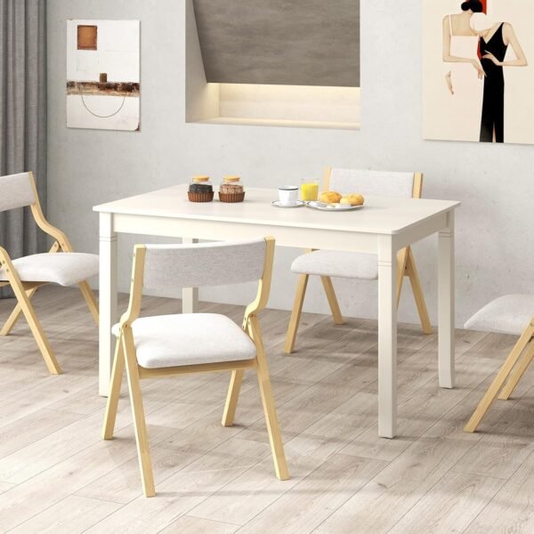 Giantex Dining Table for 4 People, 48” x 29” Kitchen Table with Wood Legs, Rectangular Dinner Table for Small Space, Apartment, Living Room, Dinette Table, Load 330 Lbs, Dining Room Table (White) - Image 2