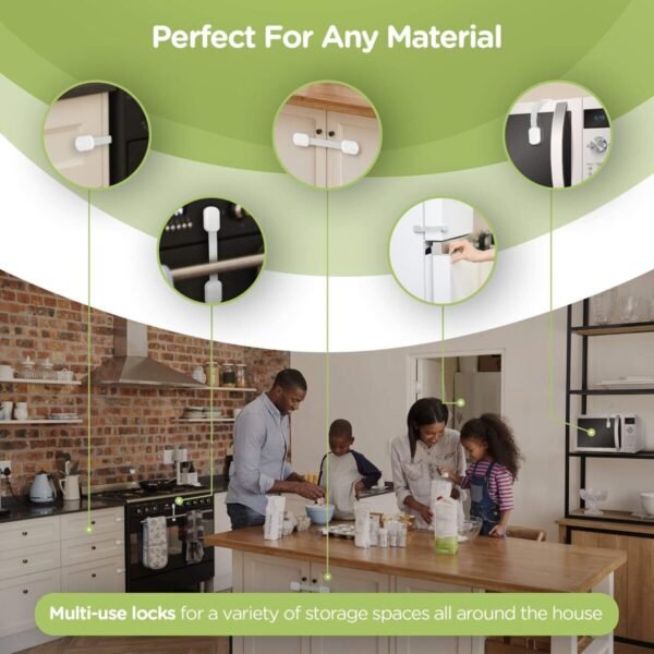 Baby Proofing Child Safety Locks (12 Pack) by Skyla Homes - The Safest, Quickest and Easiest 3M Adhesive Cabinet Latches, No Screws & Magnets, Multi-Purpose for Furniture, Kitchen, Ovens, Toilet Seats - Image 6