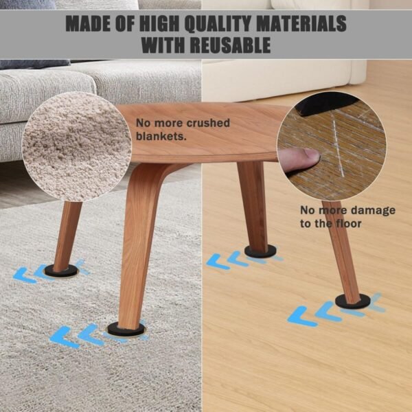 Round Furniture Moving Kit (16 Piece) for Carpeted and Hard Floor Surfaces Felt Pads Suitable for All The Furniture Sliders - Image 4