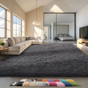 Ophanie Area Rugs for Bedroom Living Room, Grey Fluffy Fuzzy Shag Shaggy Soft Plush Carpet, 4x6 Indoor Floor Gray Rug for Kids Home Dorm Decor Aesthetic