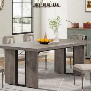 Tribesigns 71" Large Dining Table for 6 to 8 People, Rustic Farmhouse Style Dinner Table, Rectangular Dining Table for Kitchen, Dining Room & Living Room