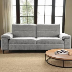 88.97" Modern Sofa Couch for Living Room, Deep Seat Sleeper Sofa with 8”Cushion, Comfy 2-Seater Chenille Loveseat Sofa with Convertible Armrest, Removable Sofa Cover, High Leg(Light Gray)