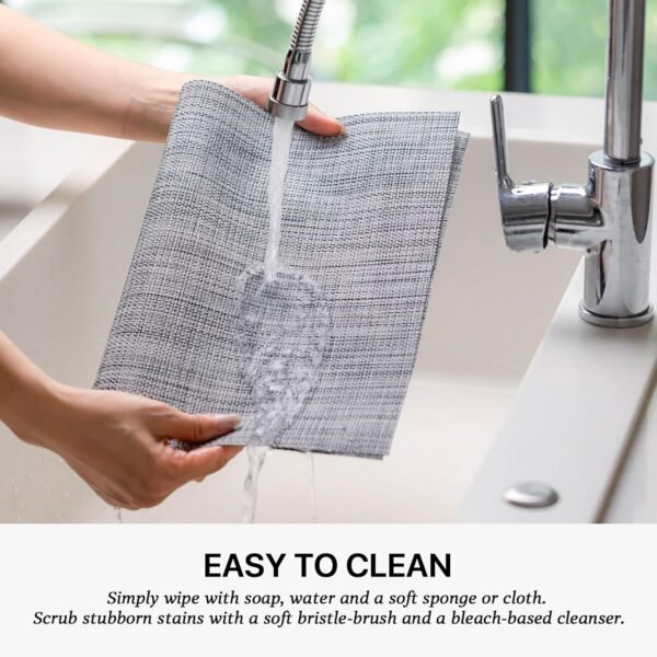 LEXMORE Placemats Set of 4 Vinyl/Plastic Woven Place Mats for Kitchen Table Indoor/Outdoor Washable Placemat Wipeable Dining Table Mats(Gray) - Image 4