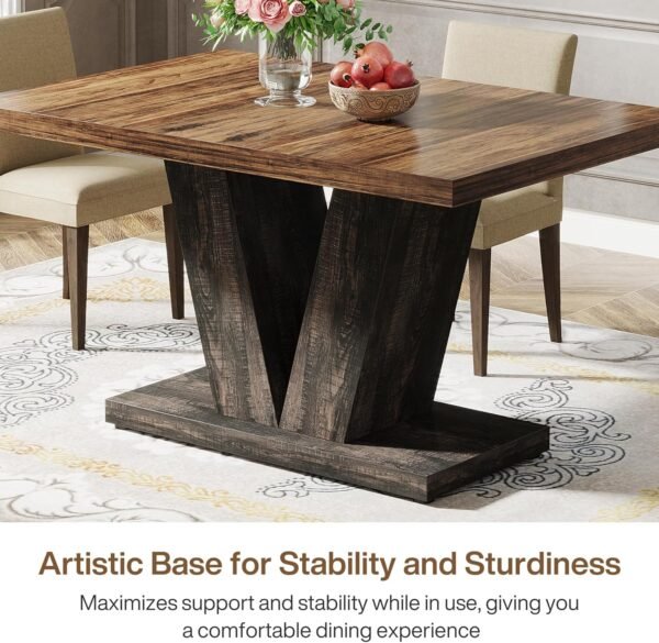 Tribesigns 47-Inch Dining Table for 4, Black Kitchen Dinner Table with Heavy Duty Pedestal, Farmhouse Wooden Eating Table for Home, Dining Room, Small Space, Black & Brown - Image 7