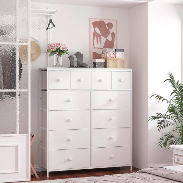 EnHomee White Dresser for Bedroom with 12 Drawers Dressers & Chest of Drawers with Wood Top, Metal Frame,Tall Dressers for Girls Bedroom,Living Room,Hallway,Closet - Image 4