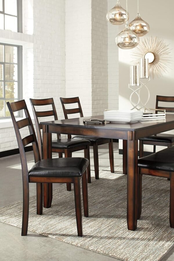 Signature Design by Ashley Coviar 6 Piece Dining Set, Includes Table, 4 Chairs & Bench, Dark Brown - Image 4