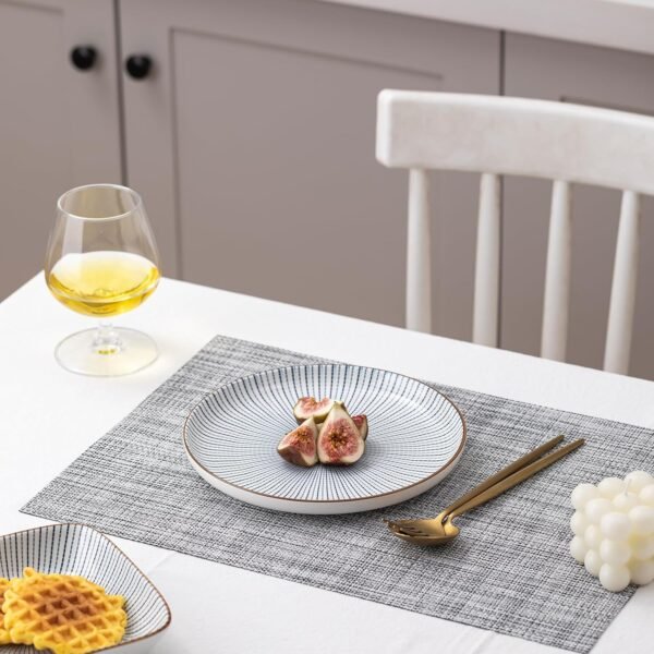 LEXMORE Placemats Set of 4 Vinyl/Plastic Woven Place Mats for Kitchen Table Indoor/Outdoor Washable Placemat Wipeable Dining Table Mats(Gray) - Image 7