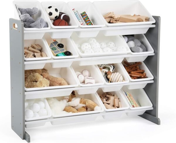 Humble Crew Supersized Toy Storage Organizer with 16 Removable Bins, Grey/White – Large Toy Storage for Toddlers Ideal for Kids' Rooms, Playrooms, and Nurseries - Modern Toy Bins for Kids - Image 5