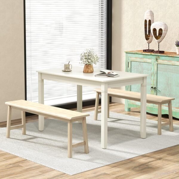 Giantex Dining Table for 4 People, 48” x 29” Kitchen Table with Wood Legs, Rectangular Dinner Table for Small Space, Apartment, Living Room, Dinette Table, Load 330 Lbs, Dining Room Table (White) - Image 9