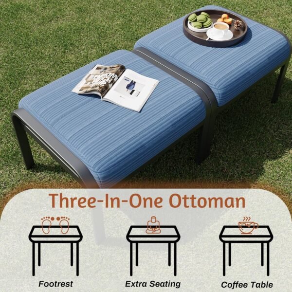 HOMREST Patio Furniture Sets 4 PCS Outdoor Metal Conversation Sets, 360 Degree Swivel Rocking Chairs Patio Conversation Set with Coffee Table and 3-Seat Sofa for Garden, Deck and Poolside - Image 8