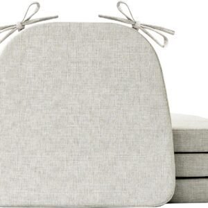 Chair Cushions for Dining Chairs Set of 4, Kitchen Chair Pads, Indoor Dining Chair Cushions with Ties, Seat Cushions for Kitchen Chairs, Non Slip Chair Pads, 17" x 16" x 2", Beige