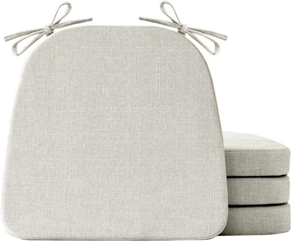 Chair Cushions for Dining Chairs Set of 4, Kitchen Chair Pads, Indoor Dining Chair Cushions with Ties, Seat Cushions for Kitchen Chairs, Non Slip Chair Pads, 17" x 16" x 2", Beige