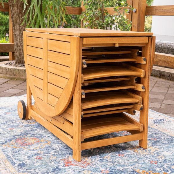 Cambridge Casual Miami Teak Wood Patio Dining Set with Sunbrella Cushion, Natural Teak/Cast Shale - Image 18