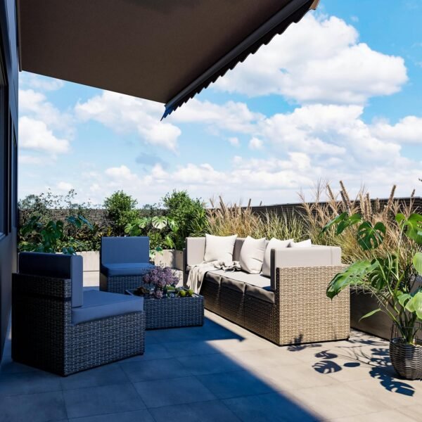 Pamapic 7 Pieces Outdoor Sectional Furniture，Wicker Patio sectional Furniture Sets，All-Weather Rattan Patio Conversation Set with Washable Cushions Covers， Gray Rattan(Gray Cushions) - Image 6
