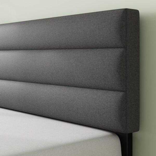 ZINUS Queen Piper Upholstered Platform Bed with Horizontal Paneled Headboard, Wooden Slat Support, No Box Spring Needed, Easy Assembly, Eco Friendly Packaging, Dark Grey - Image 4