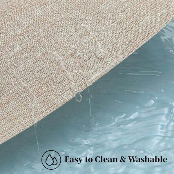 Leetaltree Beige Placemats Set of 4 - Heat Resistant Non-Slip Place mats for Dining Table, Washable Durable PVC Vinyl Woven Table Mats（Beige, 4） - Image 5