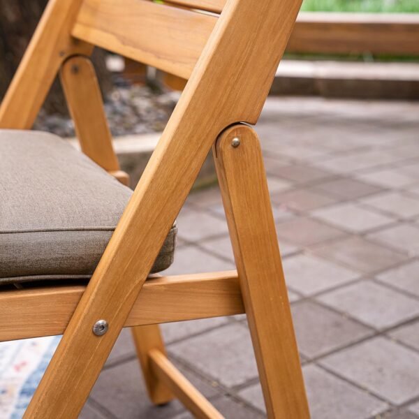 Cambridge Casual Miami Teak Wood Patio Dining Set with Sunbrella Cushion, Natural Teak/Cast Shale - Image 7