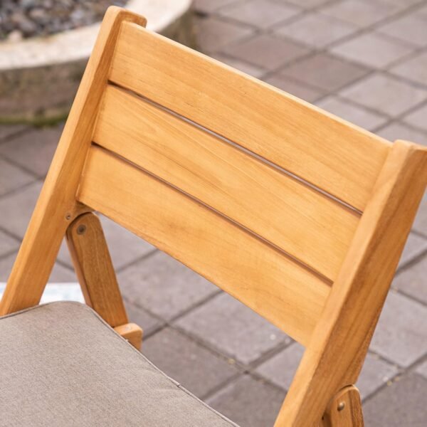 Cambridge Casual Miami Teak Wood Patio Dining Set with Sunbrella Cushion, Natural Teak/Cast Shale - Image 8