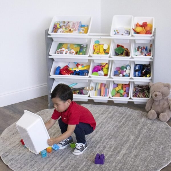 Humble Crew Supersized Toy Storage Organizer with 16 Removable Bins, Grey/White – Large Toy Storage for Toddlers Ideal for Kids' Rooms, Playrooms, and Nurseries - Modern Toy Bins for Kids - Image 7