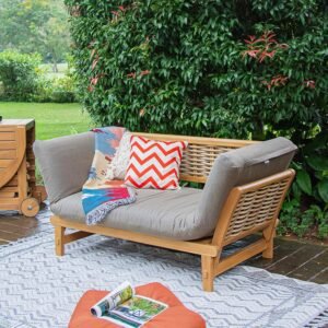 Cambridge Casual Auburn Sofabed, Natural Teak/Cast Shale