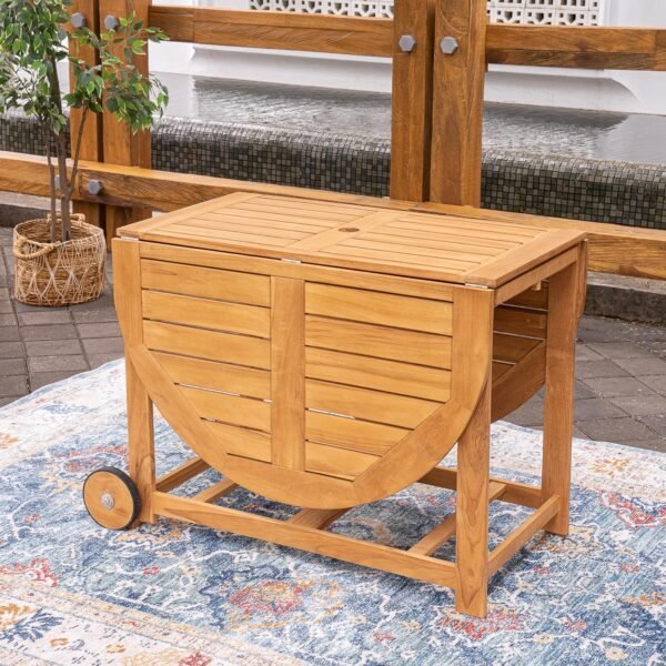 Cambridge Casual Miami Teak Wood Patio Dining Set with Sunbrella Cushion, Natural Teak/Cast Shale - Image 11