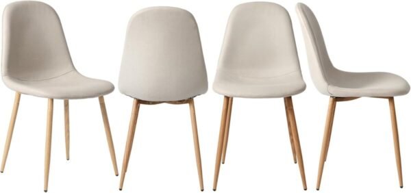 CangLong Dining Chairs Set of 4, High-tech Fabric Comfy Kitchen Side Chairs with Durable & Breathable Seat Cushion, Upholstered Dining Room Chairs with Sturdy Metal Legs for Dining Room, Light Grey - Image 5