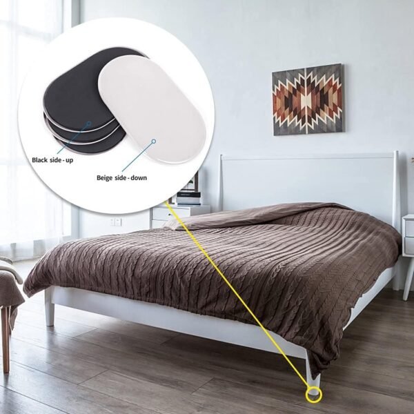 Reusable Large Furniture Movers Sliders for Carpet and Hardwood Floors-8 Pack 9-1/2" Oval Moving Pads Protector for Heavy Duty Sofa Bed Table Desk,Quickly and Easily Move Any Item, Beige - Image 2