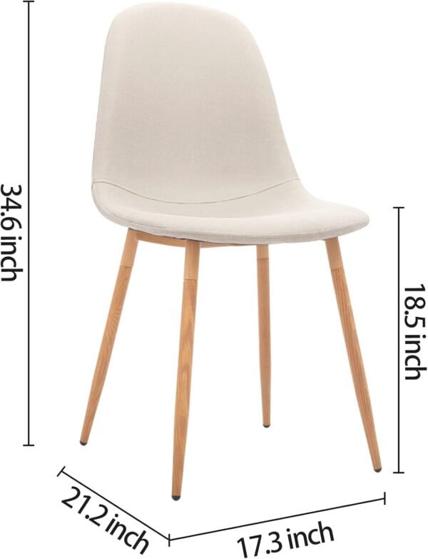 CangLong Dining Chairs Set of 4, High-tech Fabric Comfy Kitchen Side Chairs with Durable & Breathable Seat Cushion, Upholstered Dining Room Chairs with Sturdy Metal Legs for Dining Room, Light Grey - Image 3