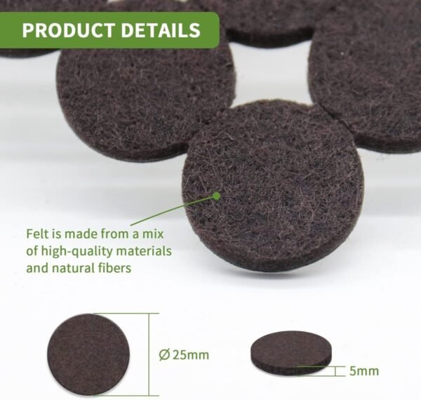 Felt Furniture Pads for Hardwood Floors 48 PCS, Furniture Pads, Floor Protectors for Hardwood Floors, Felt Pads for Furniture, Round, Dark Brown - Image 3