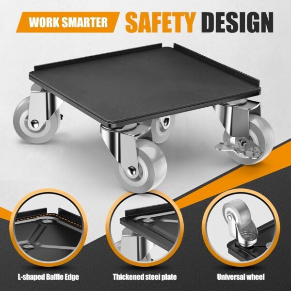 Furniture Dolly,Furniture Mover Pro Set,Furniture Lifter with 5 360° Rotatable Rubber Universal Wheels，Carbon Steel Panel Furniture Movers，Maximum Load 1500LBS. - Image 4