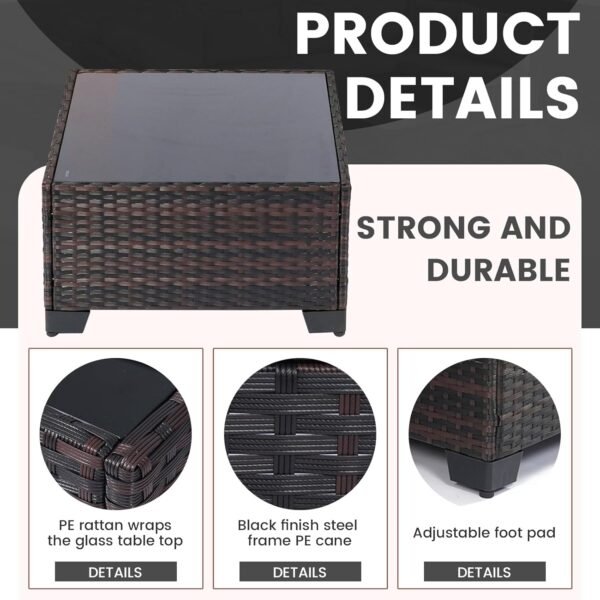 LEVELEVE 7 Pieces Outdoor Patio Furniture Sets,Rattan Conversation Sectional Set,Manual Weaving Wicker Patio Sofa with Tea Table - Image 5