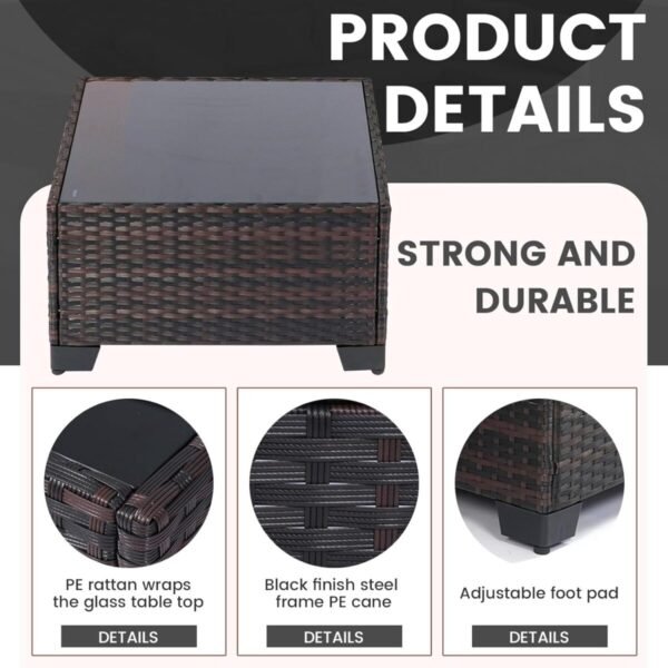 LEVELEVE 7 Pieces Outdoor Patio Furniture Sets,Rattan Conversation Sectional Set,Manual Weaving Wicker Patio Sofa with Tea Table - Image 5