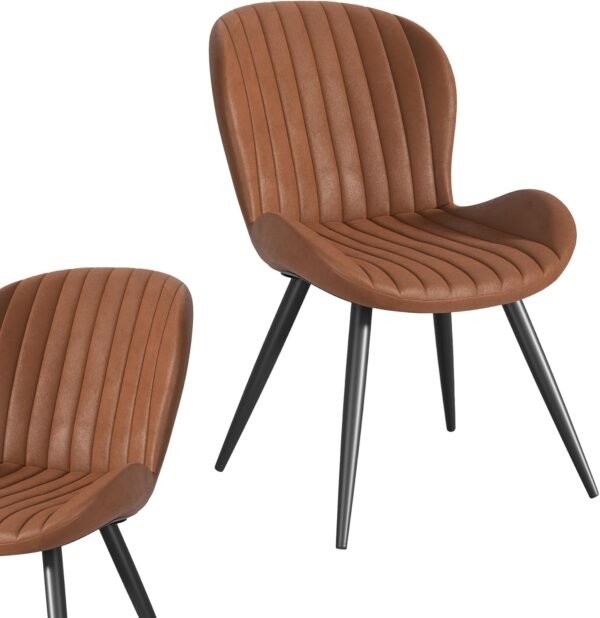 Dining Chairs Set of 6, Modern Dining Room Chairs Comfy Backrest Thick Upholstered Kitchen Chairs 19IN Height with Metal Legs Brown - Image 6