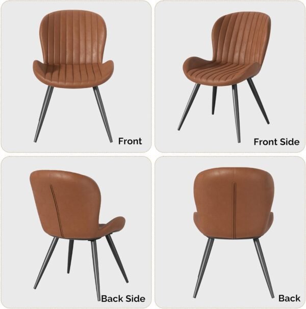 Dining Chairs Set of 6, Modern Dining Room Chairs Comfy Backrest Thick Upholstered Kitchen Chairs 19IN Height with Metal Legs Brown - Image 8