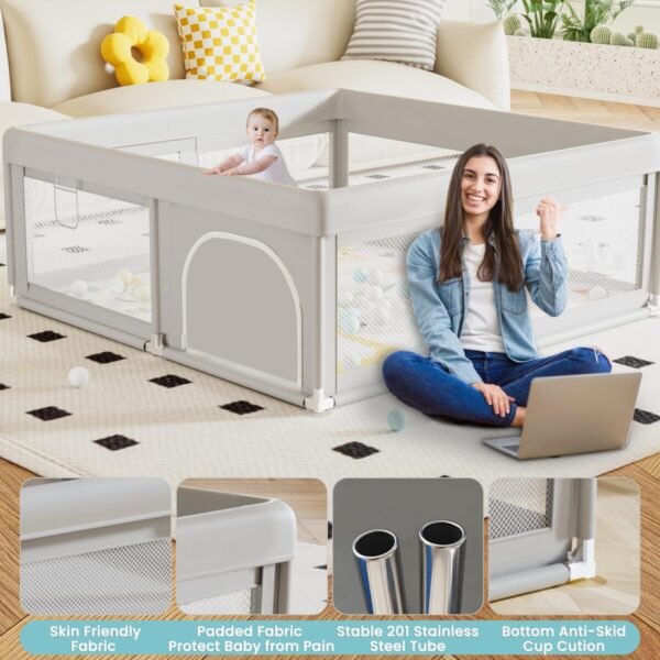 Baby Playpen with Mat Small Playpen for Babies and Toddlers 50 x 50 inch Baby Fence Playards - Image 6
