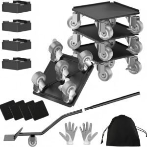 Furniture Dolly,Furniture Mover Pro Set,Furniture Lifter with 5 360° Rotatable Rubber Universal Wheels，Carbon Steel Panel Furniture Movers，Maximum Load 1500LBS.