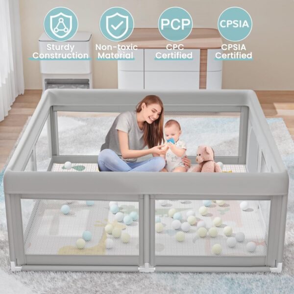 Baby Playpen with Mat Small Playpen for Babies and Toddlers 50 x 50 inch Baby Fence Playards - Image 4