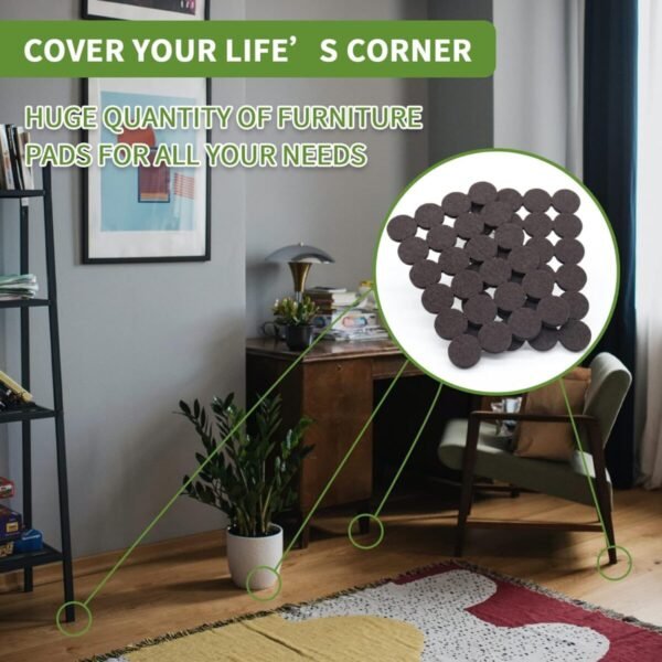 Felt Furniture Pads for Hardwood Floors 48 PCS, Furniture Pads, Floor Protectors for Hardwood Floors, Felt Pads for Furniture, Round, Dark Brown - Image 5