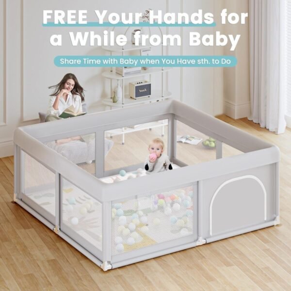 Baby Playpen with Mat Small Playpen for Babies and Toddlers 50 x 50 inch Baby Fence Playards - Image 2