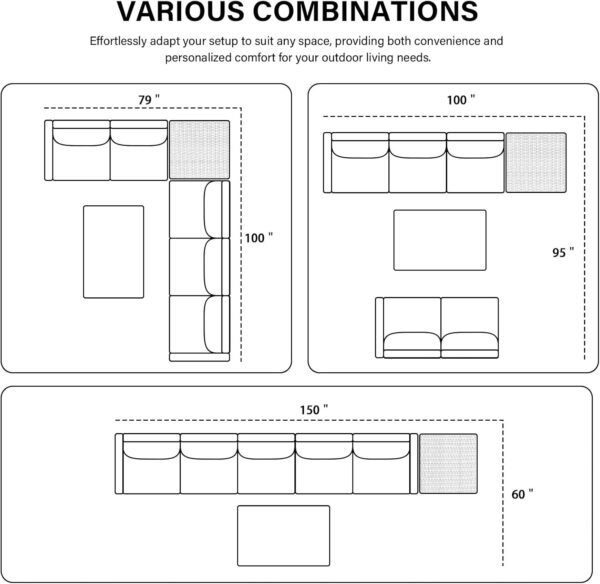 5-Seater Patio Conversation Set - 4 Piece Outdoor Sectional Furniture Set with Large Storage Box and Coffee Table Outdoor Patio Furniture Set for Garden Poolside Backyard Brown - Image 6