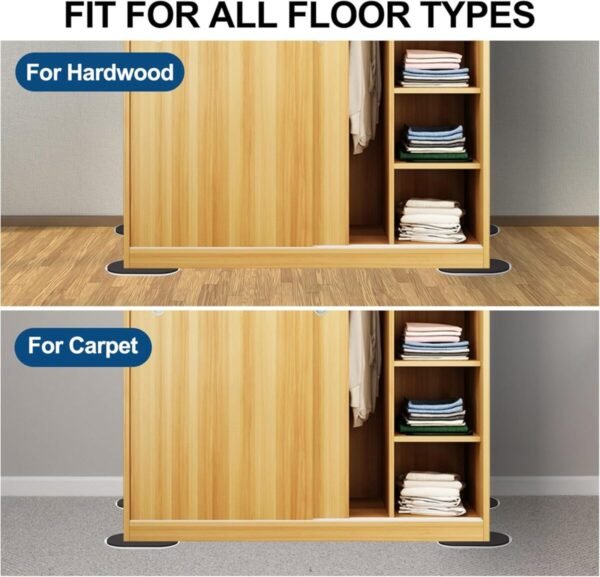 Reusable Large Furniture Movers Sliders for Carpet and Hardwood Floors-8 Pack 9-1/2" Oval Moving Pads Protector for Heavy Duty Sofa Bed Table Desk,Quickly and Easily Move Any Item, Beige - Image 4