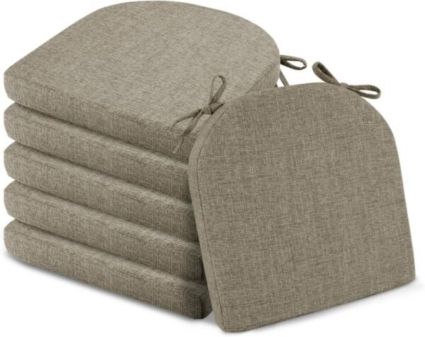 Basic Beyond Chair Cushions for Dining Chairs 6 Pack, Kitchen Chair Cushions with Ties and Non Slip Backing, 16 x 16 inches Chair Pads for Dining Chairs(Khaki) - Image 8